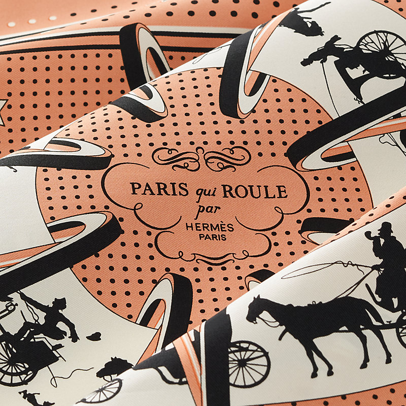 Paris Qui Roule bandana 55 - Pink | Hermès USA
